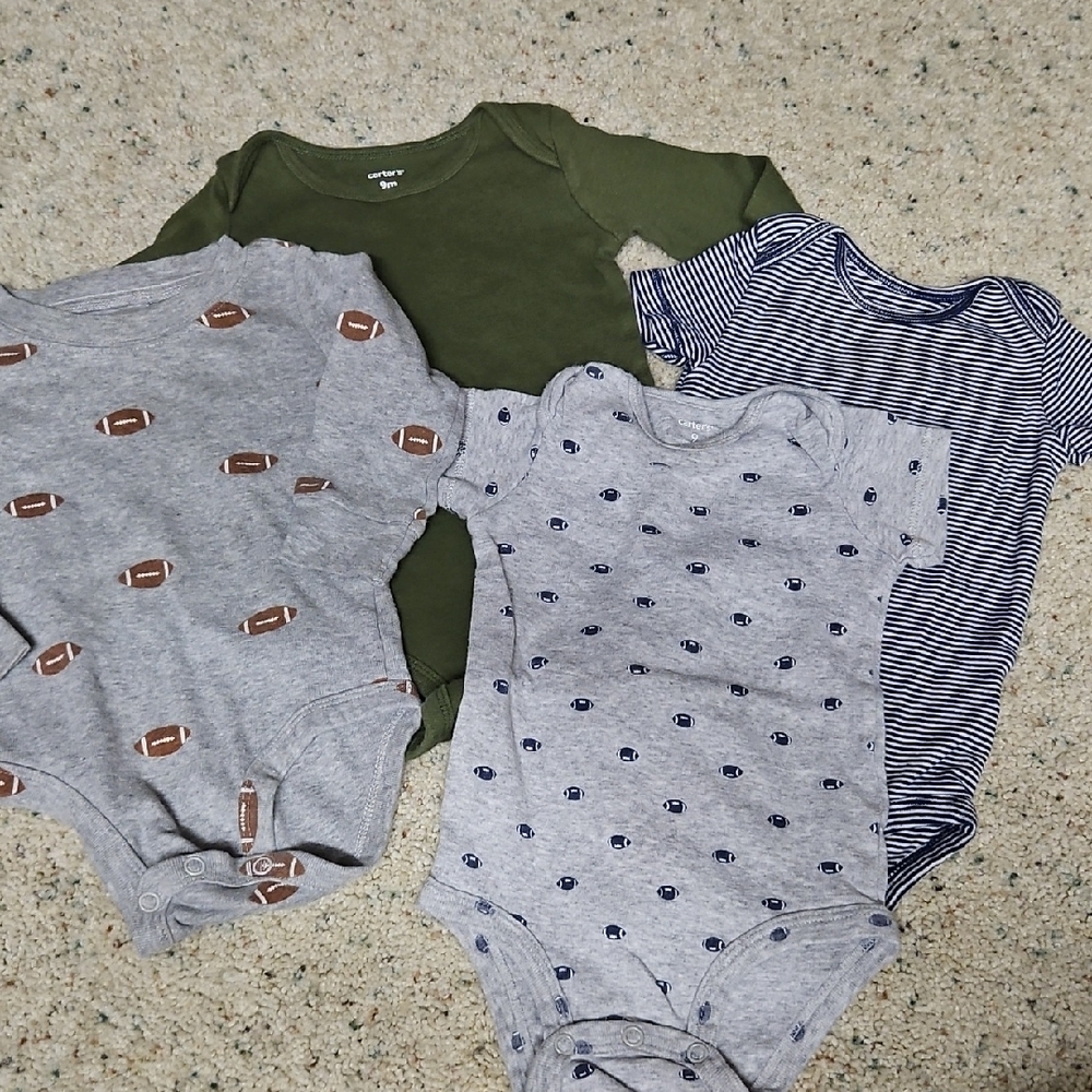 Assorted Football & Baby Oneies - Green, Gray, and Blue